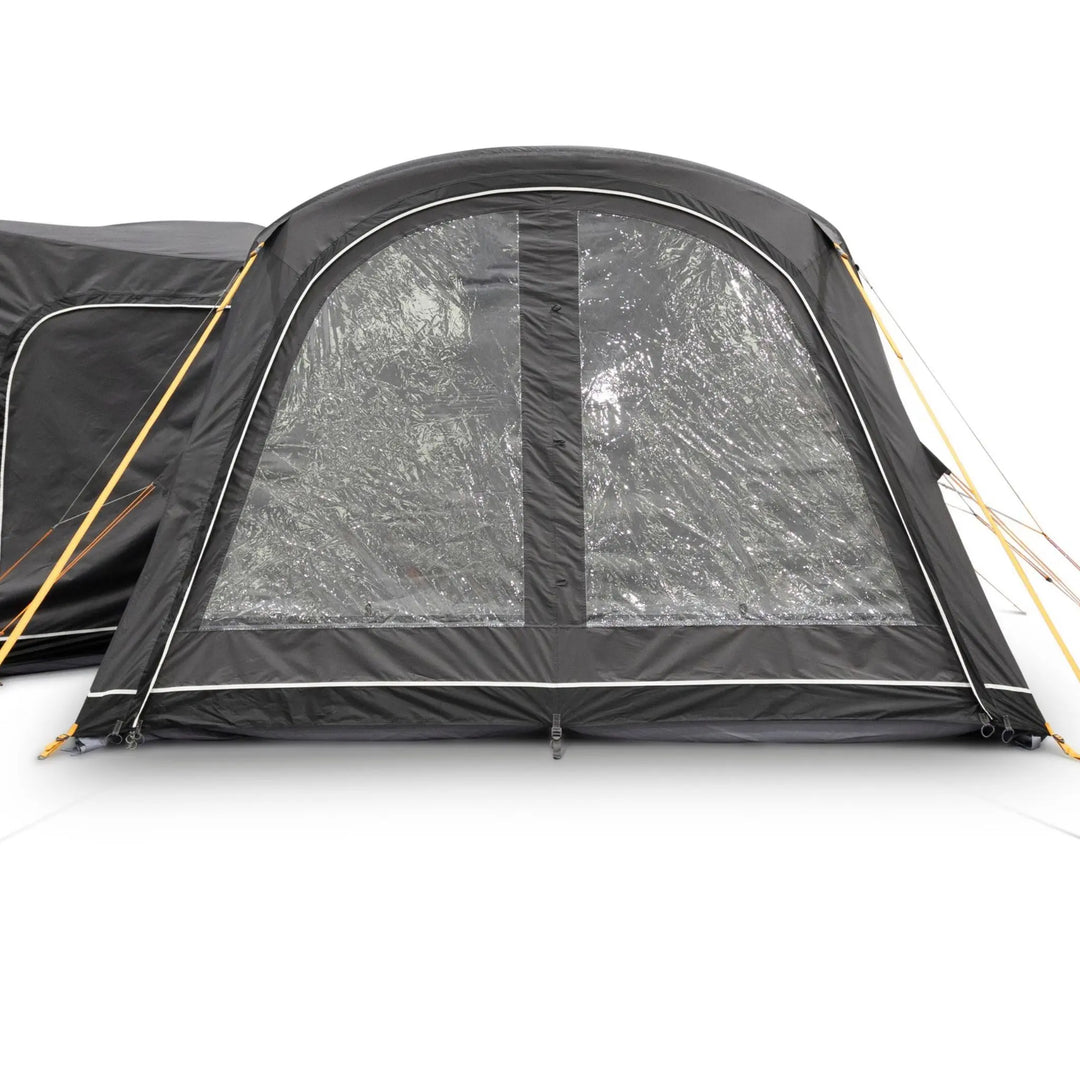 Vango Cove Pro Air Low Drive Away Awning front view with curtains up