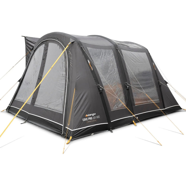 Corner view of the Vango Cove Pro Air Mid Drive-Away Awning with front door closed.