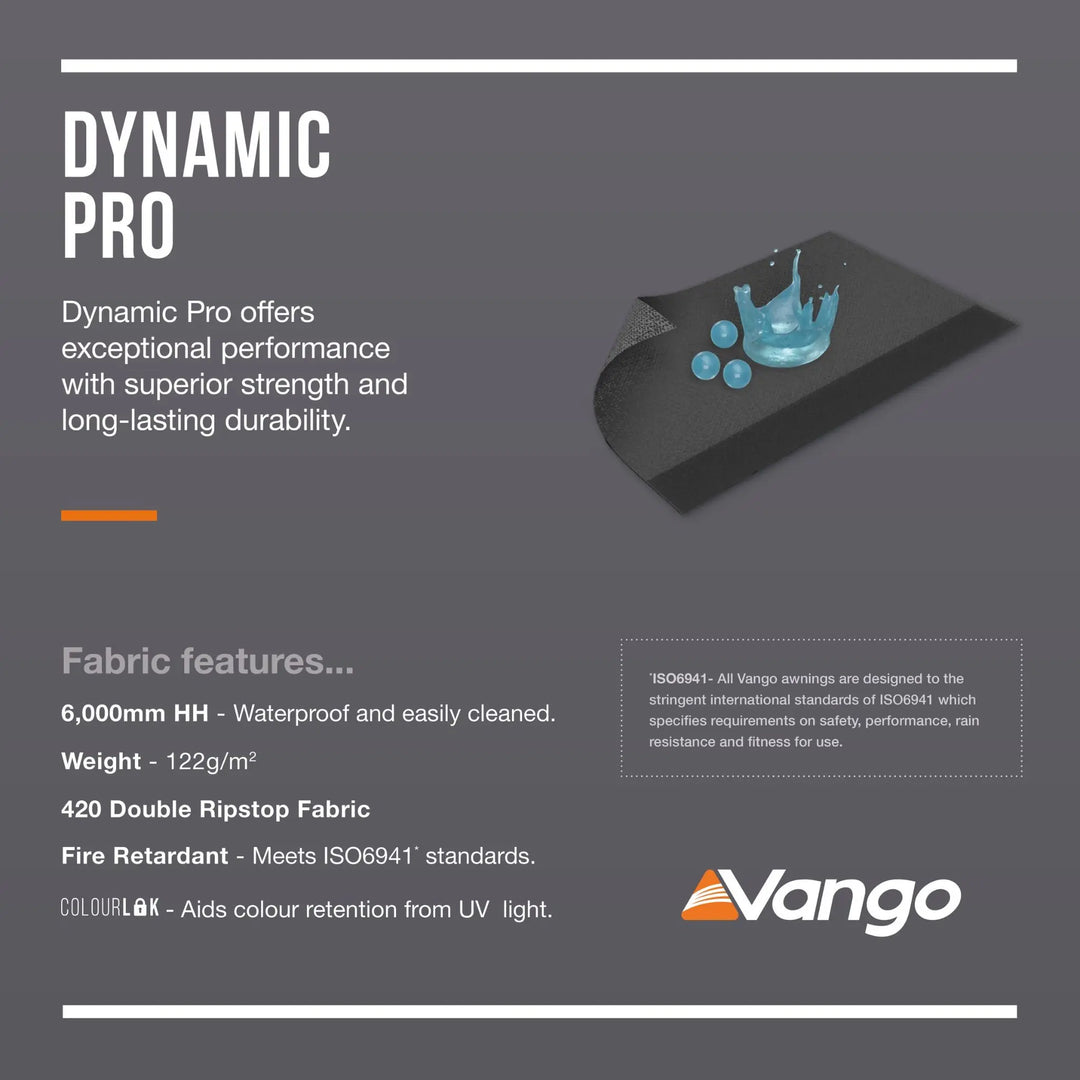 Vango Cove Pro Air Mid Drive-Away Awning Dynamic Pro Canvas with 6000hh and 420 double ripstop canvas