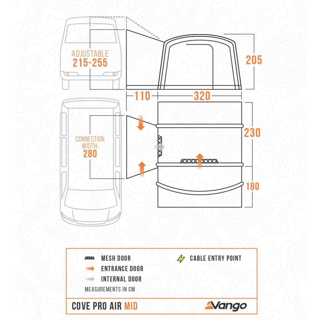 Vango Cove Pro Air Mid Drive-Away Awning Floorplan