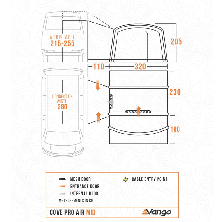 Vango Cove Pro Air Mid Drive-Away Awning Floorplan