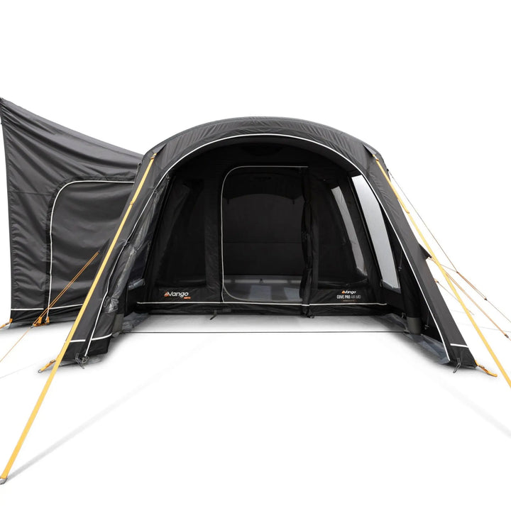 Front view of the Vango Cove Pro Air Mid Drive-Away Awning with front door fully open.