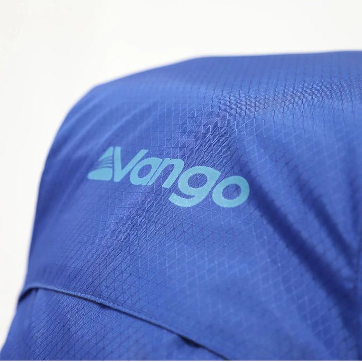 Vango logo close-up on the Denali Pro 60:70 rucksack, a trusted brand for hiking and DofE gear.