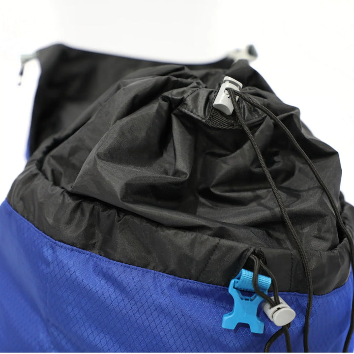 Drawstring opening of the Vango Denali Pro 60:70 rucksack showing ample storage for hiking and DofE gear.