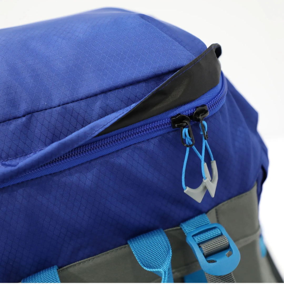 Top zippered pocket of the Vango Denali Pro 60:70 rucksack, providing easy access to smaller items on DofE expeditions.