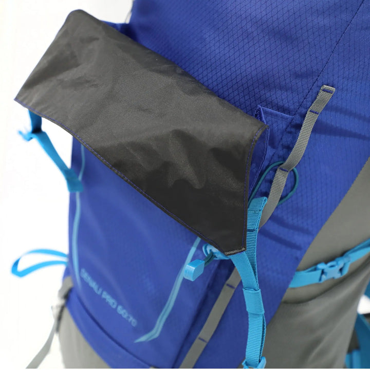 Close-up of the Vango Denali Pro 60:70 rucksack's pocket, ideal for DofE expeditions and hiking adventures.