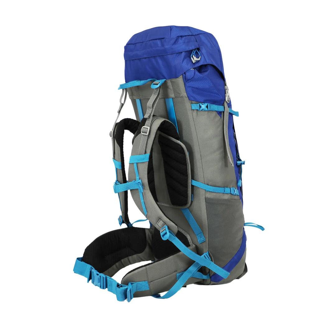 Rear view of the Vango Denali Pro 60:70S rucksack, featuring padded straps and a breathable back system ideal for DofE expeditions.