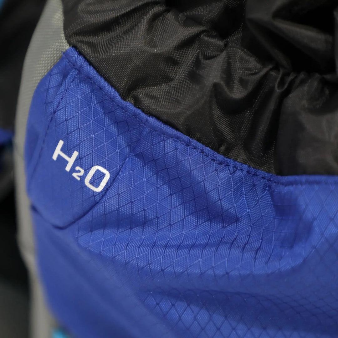 Close-up of the H2O hydration pocket on the Vango Denali Pro 60:70S DofE rucksack, designed for outdoor use.