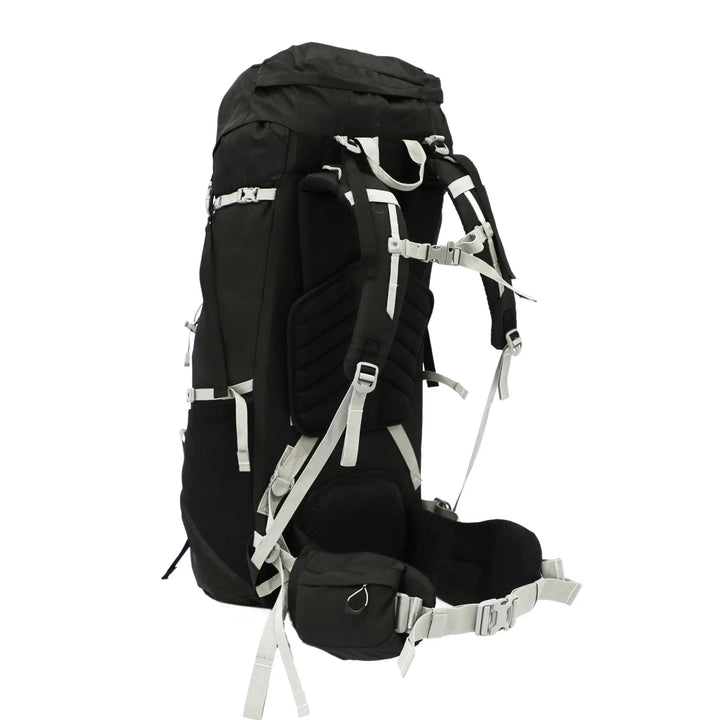 Back view showing the adjustable straps and padded back panel of the Vango Denali Pro 70:80 DofE-approved rucksack.