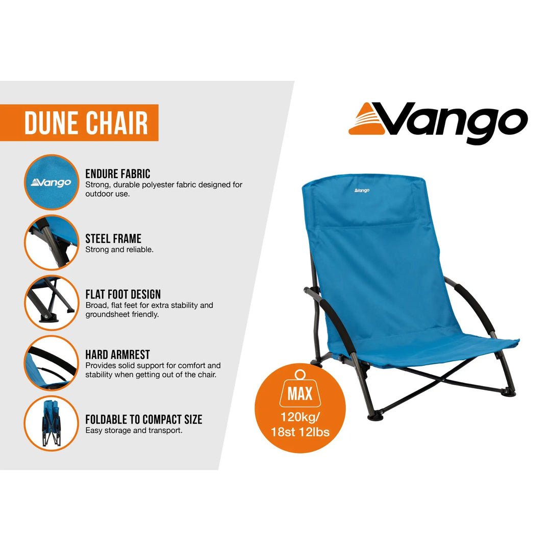Vango Dune Folding Camping Chair features infographic