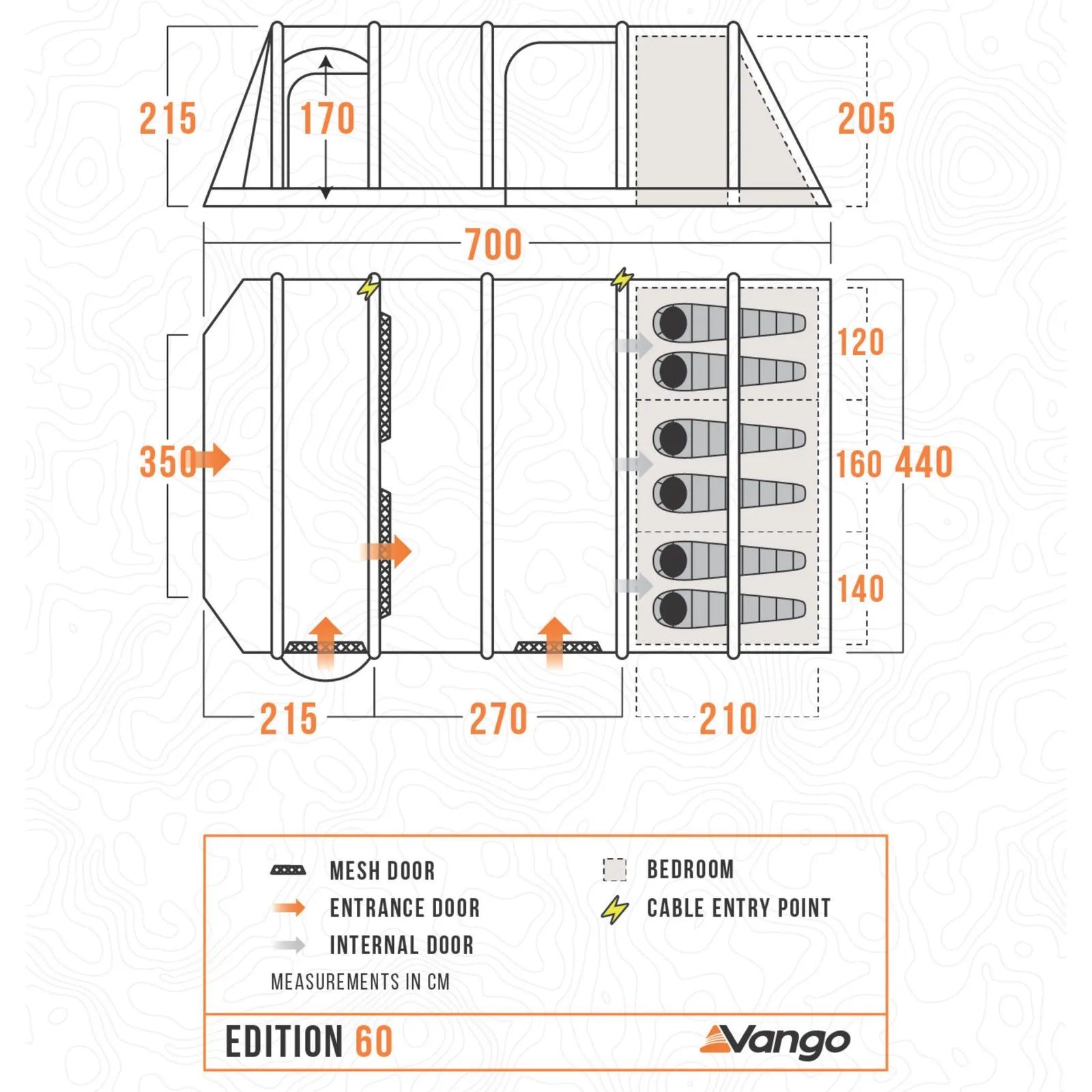 Vango Edition 60 Sherwood Air Tent Floorplan
