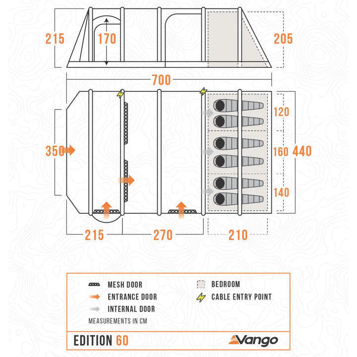 Vango Edition 60 Sherwood Air Tent Floorplan