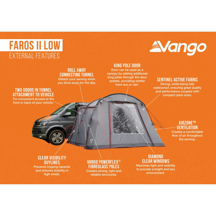 Vango Faros II Low Poled Drive Away Awning External Features