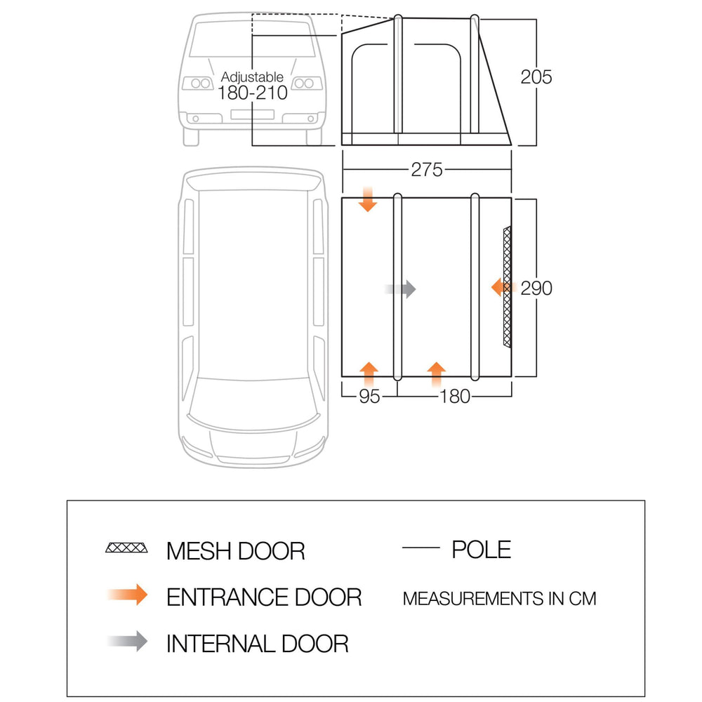 Vango Faros II Low Poled Drive Away Awning Floorplan