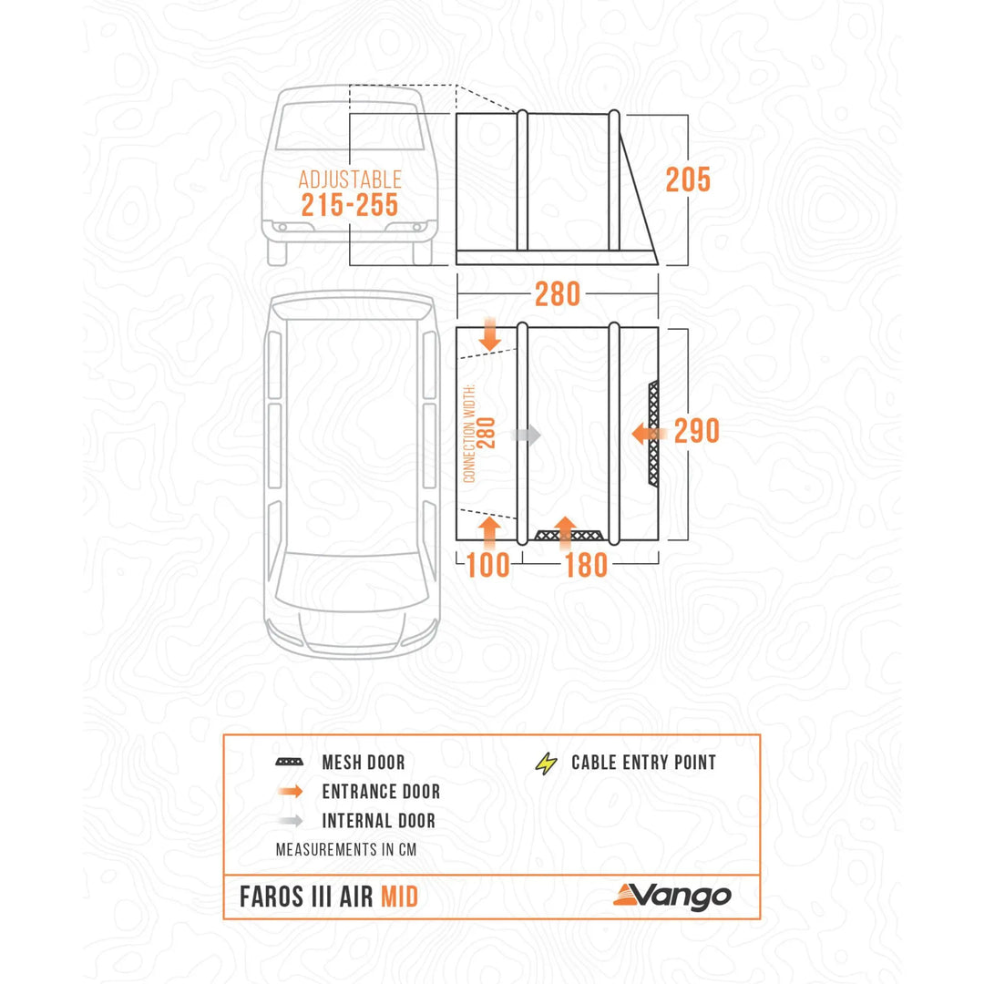 Vango Faros III Air Mid Drive Away Awning Floorplan