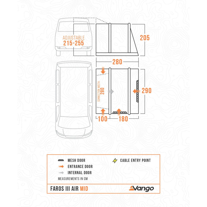 Vango Faros III Air Mid Drive Away Awning Floorplan