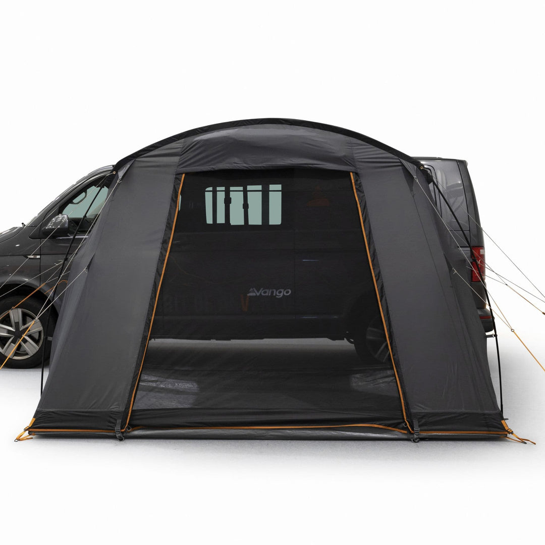 Vango Faros III Low Drive Away Awning with its secondary mesh door feature, providing ventilation while keeping bugs out, ideal for campervan users.