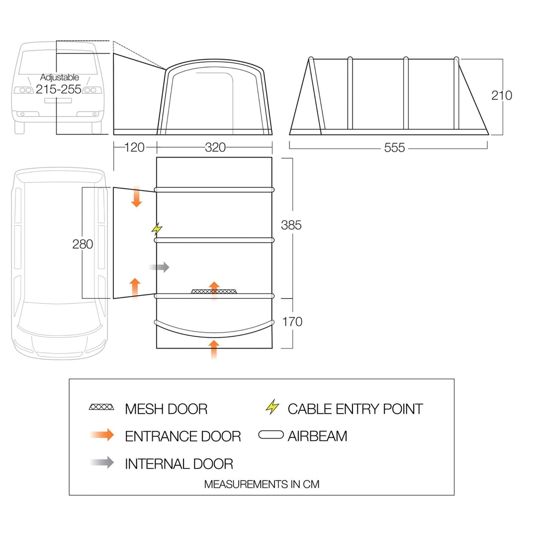 Vango Galli CC II Air Mid Drive Away Awning Floorplan