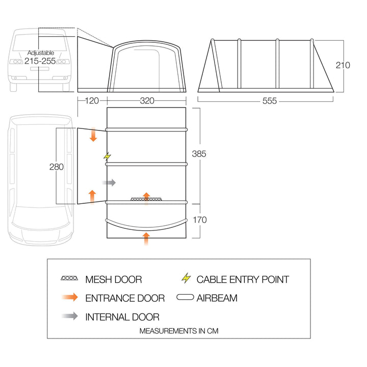 Vango Galli CC II Air Mid Drive Away Awning Floorplan