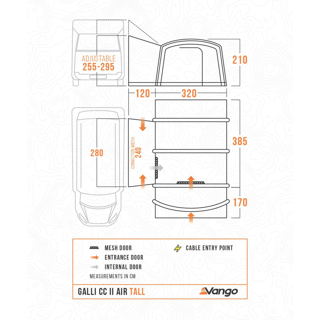 Vango Galli CC II Air Tall Drive Away Awning Floorplan