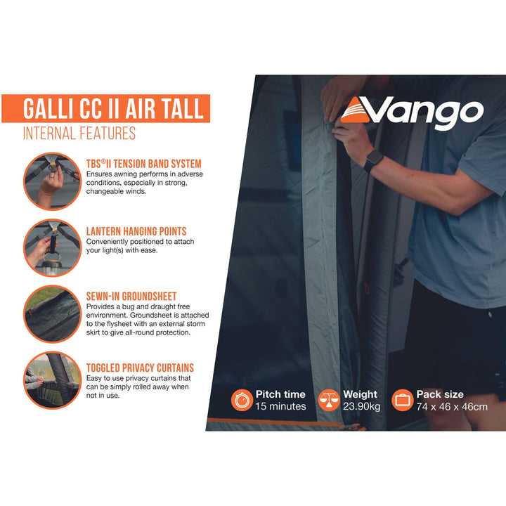 Vango Galli CC II Air Tall Drive Away Awning internal features