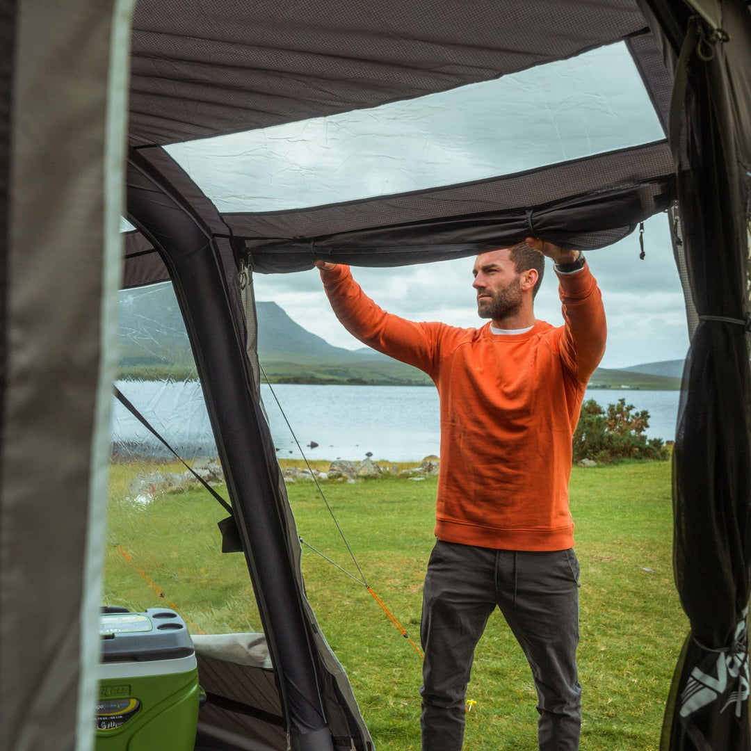 Vango Galli Pro Air Low Drive Away Awning Side door rolled up