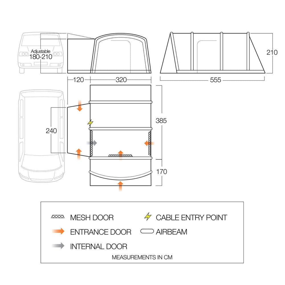 Vango Galli Pro Air Low Drive Away Awning Floorplan