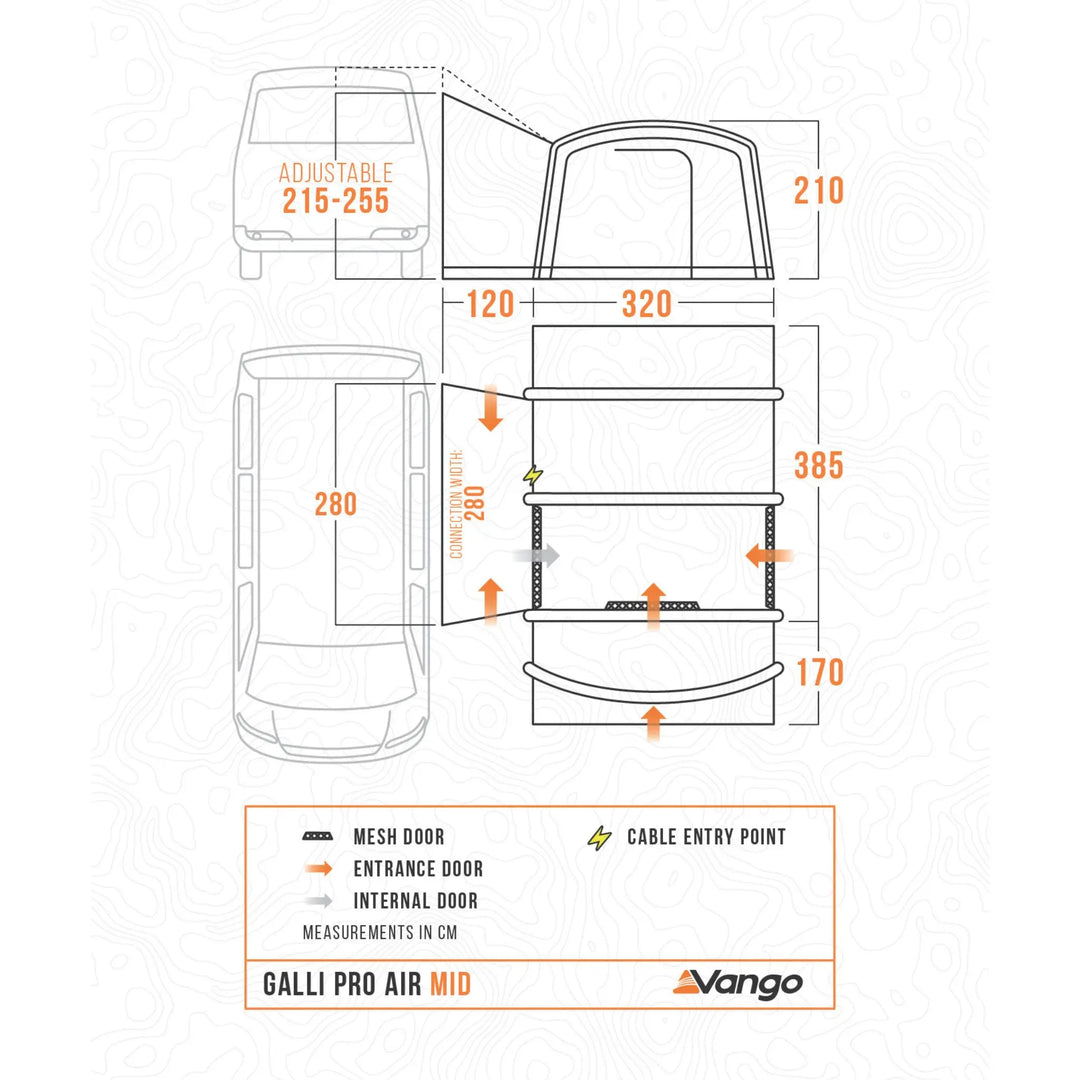 Vango Galli Pro AIR MID Drive-Away Awning floorplan