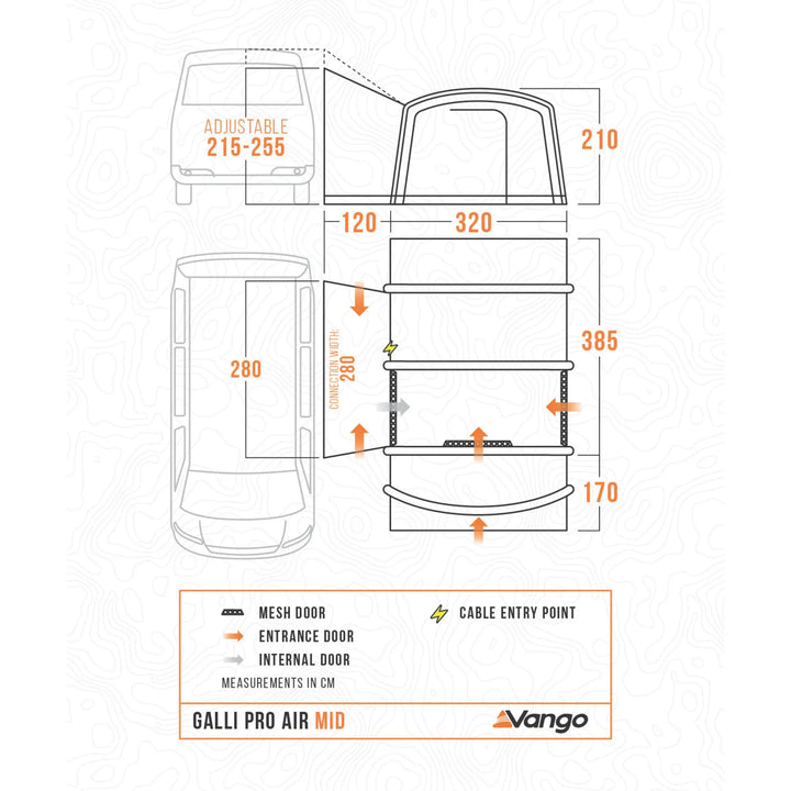 Vango Galli Pro AIR MID Drive-Away Awning floorplan