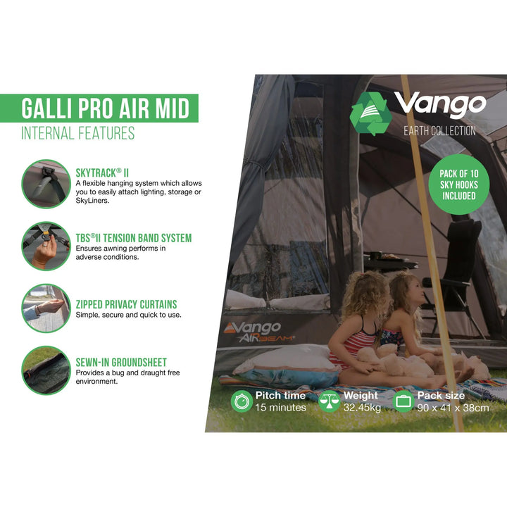 Vango Galli Pro AIR MID Drive-Away Awning internal features infographic
