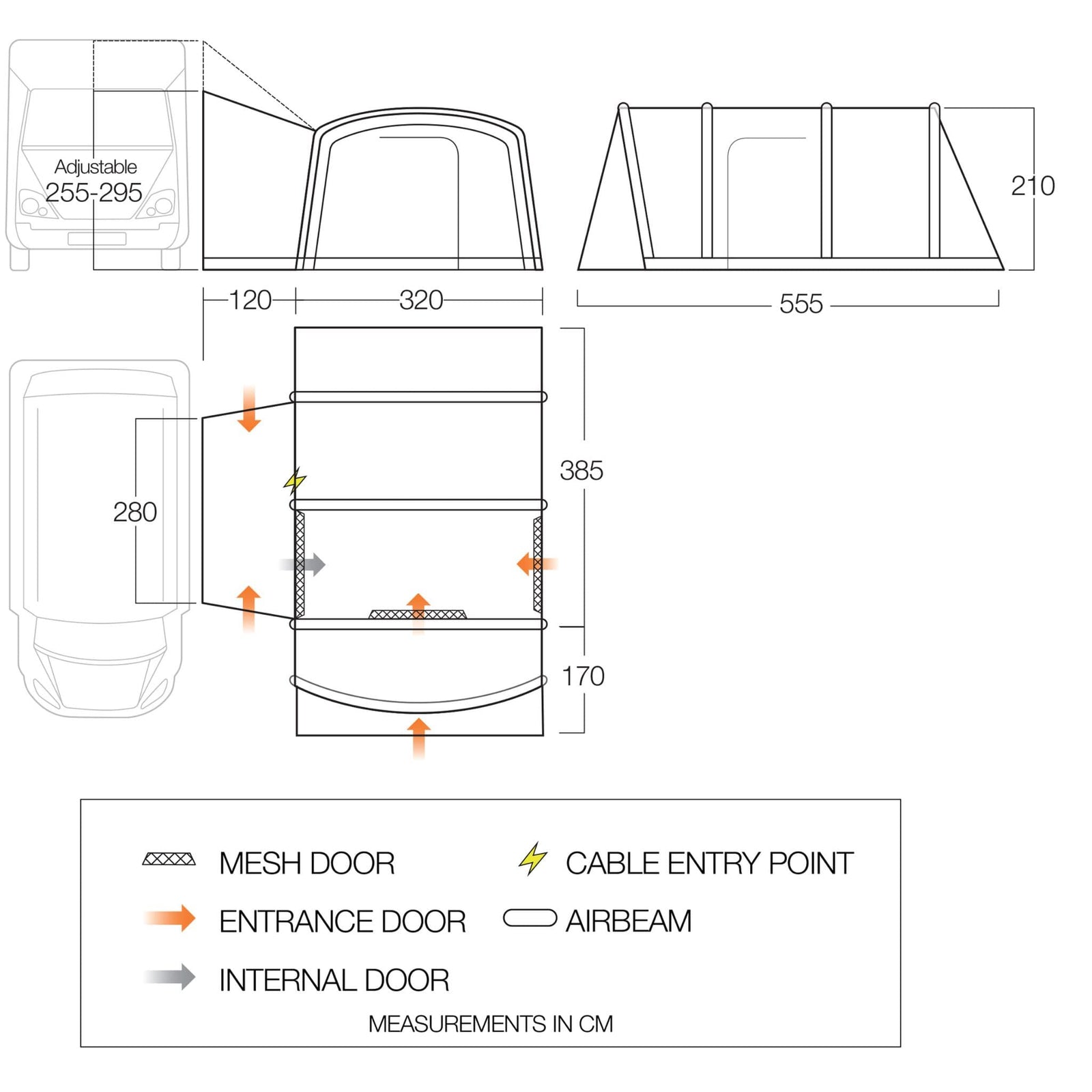 Vango Galli Pro Air Tall Drive Away Awning Floorplan