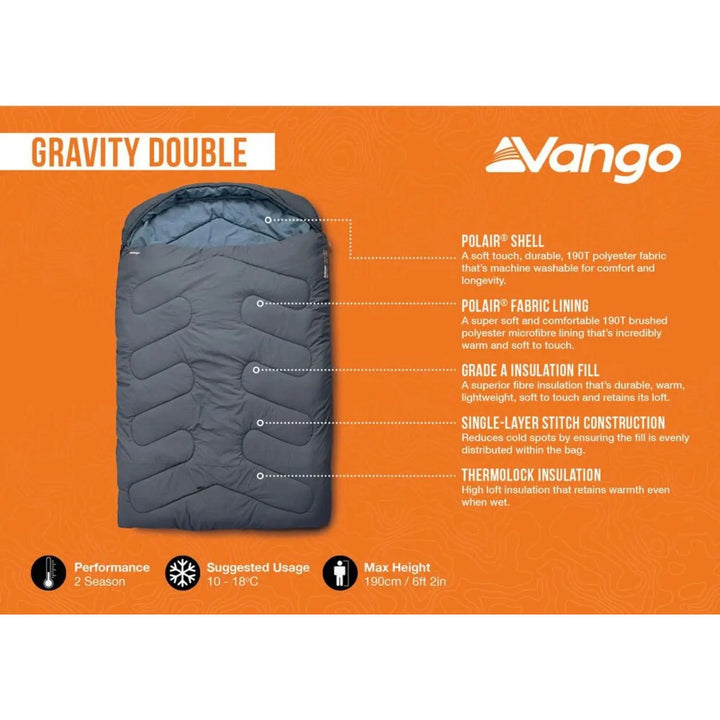 Vango Gravity Double Sleeping Bag infographic