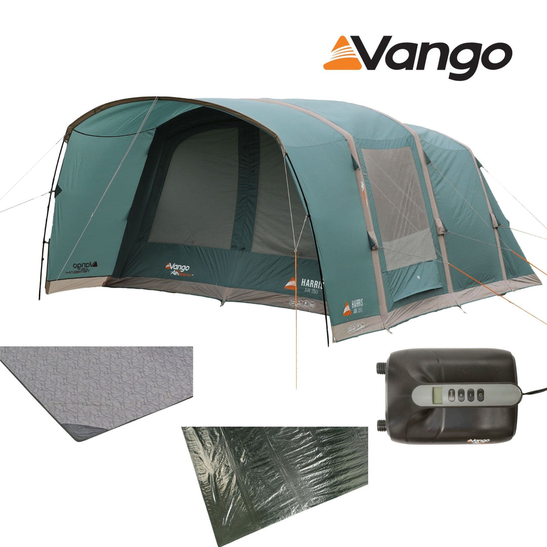 Vango Harris Air 350 Ultimate Bundle Include Tent, Footprint Groundsheet, Carpet & Turbo Pump
