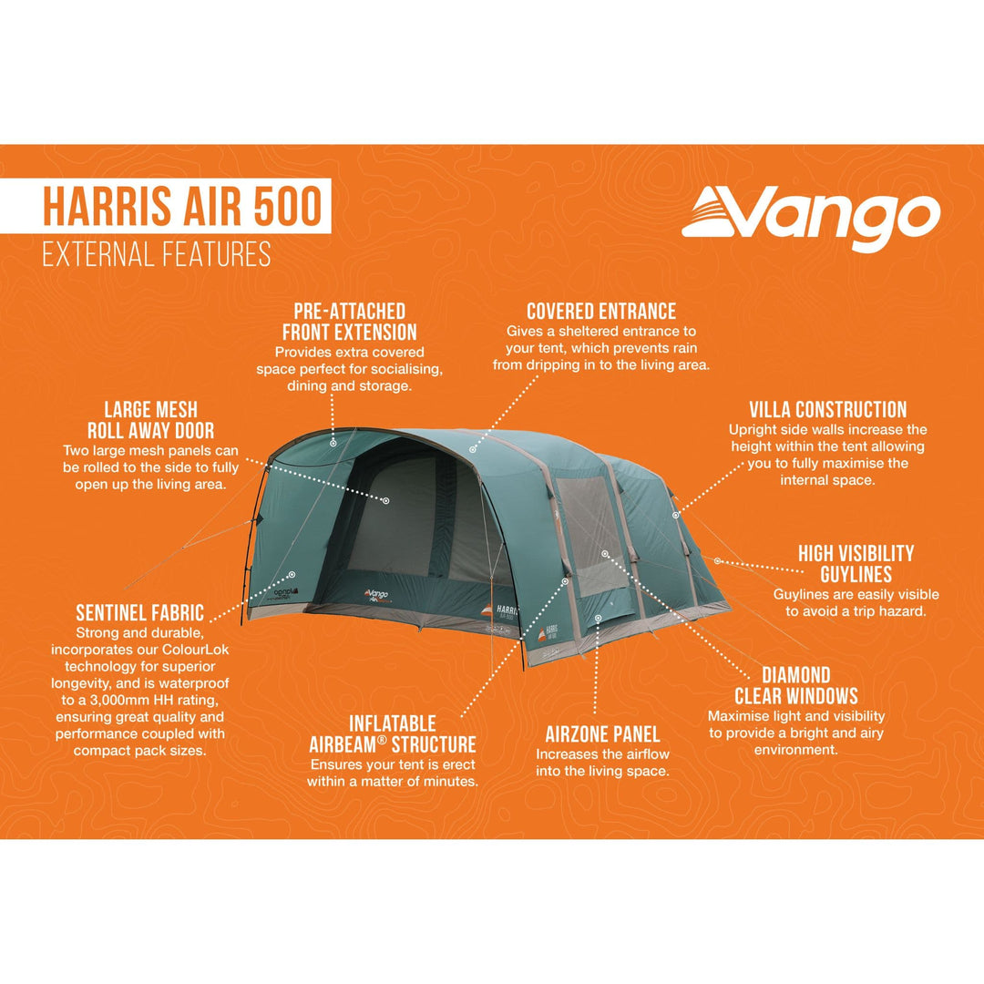 Vango AirBeam Harris Air 500 Tent External features