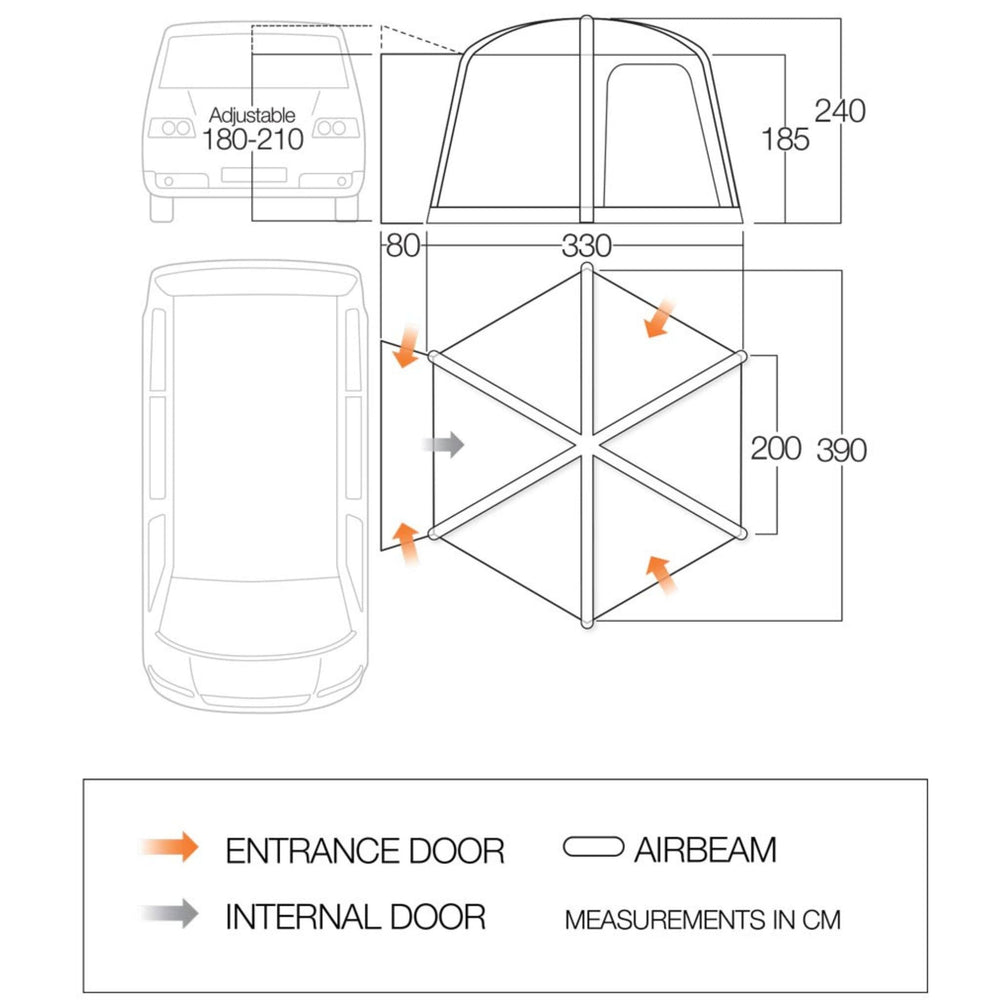 Vango HexAway Pro Air Low Drive Away Awning Floorplan