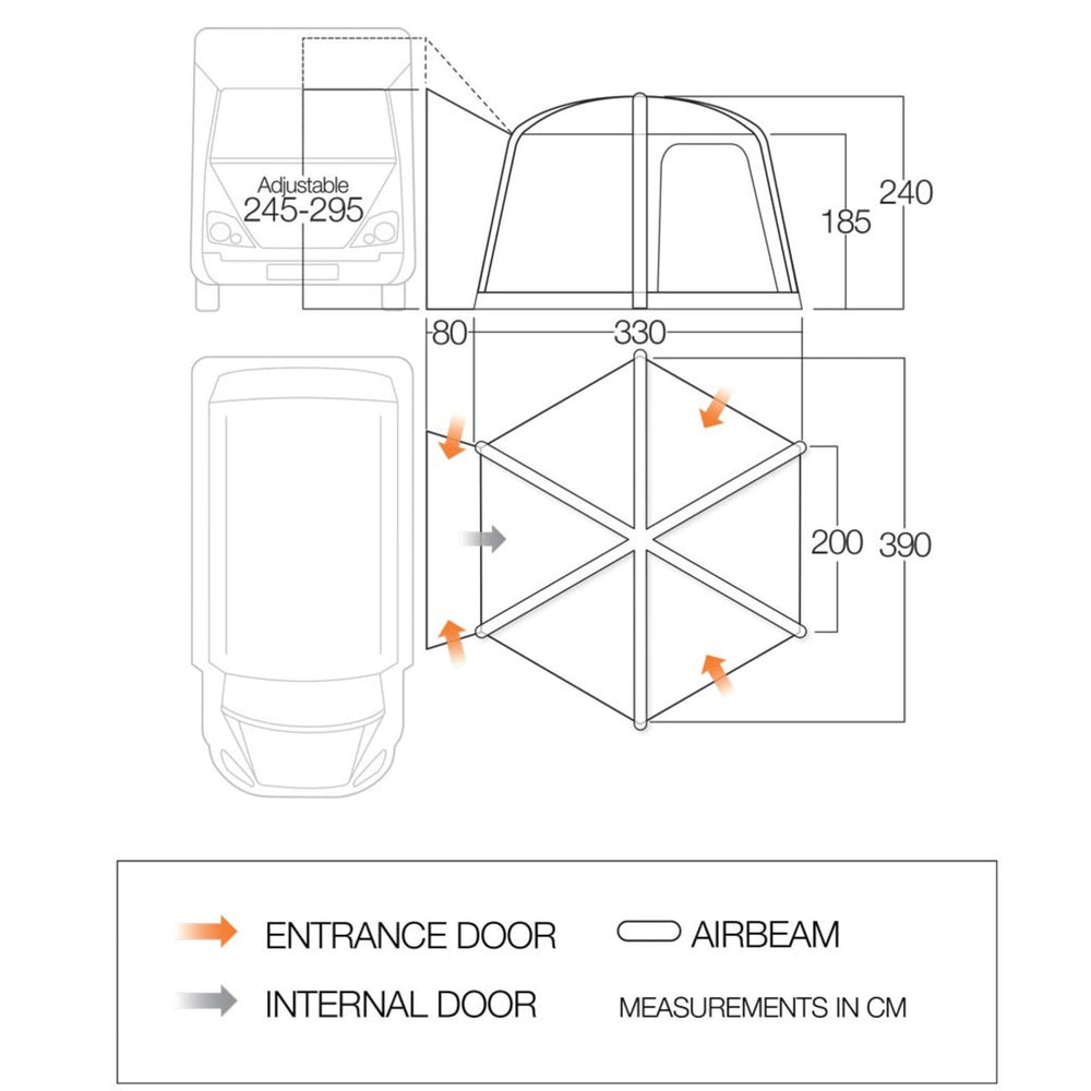 Vango HexAway Pro Air Tall Drive Away Awning Floorplan