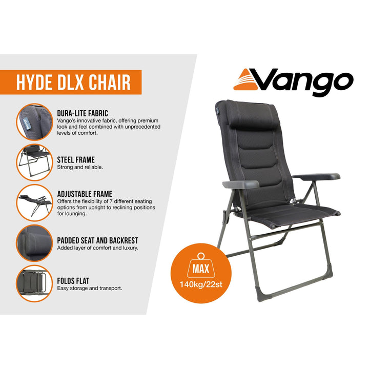 Vango Hyde DLX Reclining Chair Infographic
