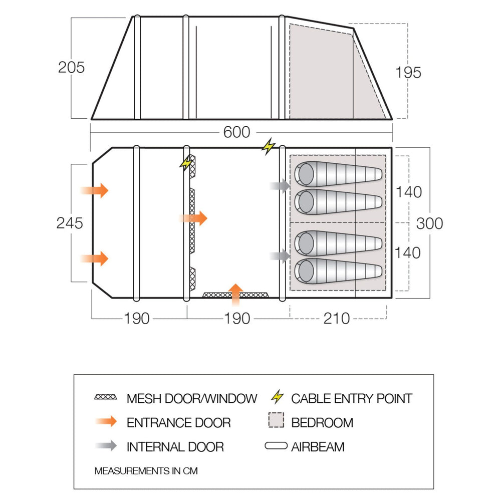 Vango AirBeam Joro Air 450 Tent Floorplan