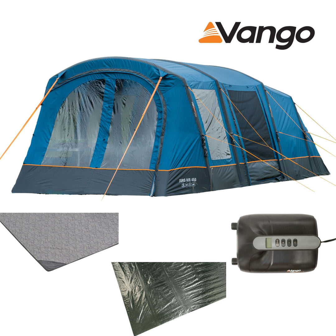 Vango Joro Air 450 Eco Dura Ultimate Bundle - Includes tent, Footprint Groundsheet, Universal carpet & Turbo Pump