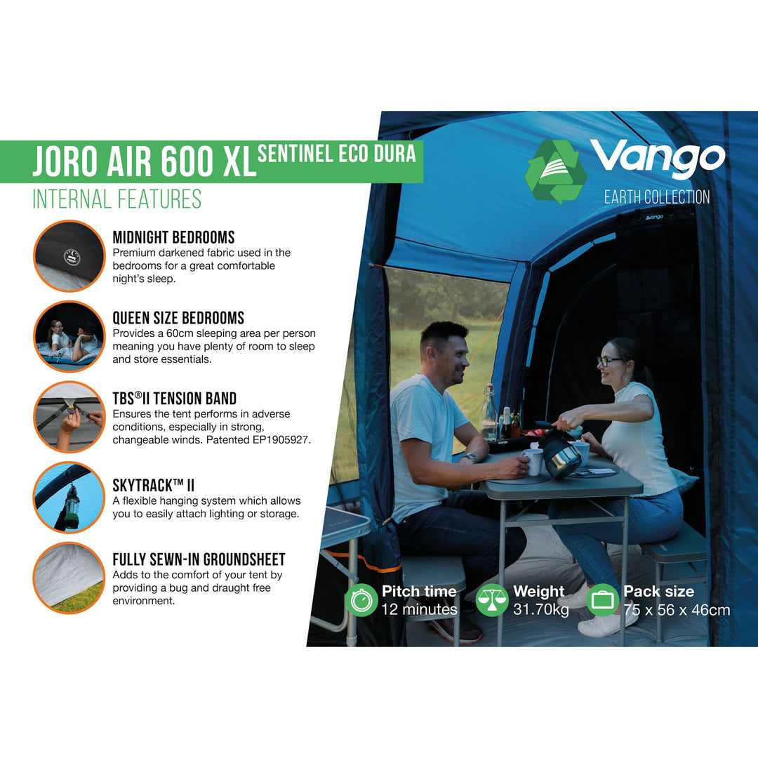 Vango AirBeam Joro Air 600xl Family Tent Internal features