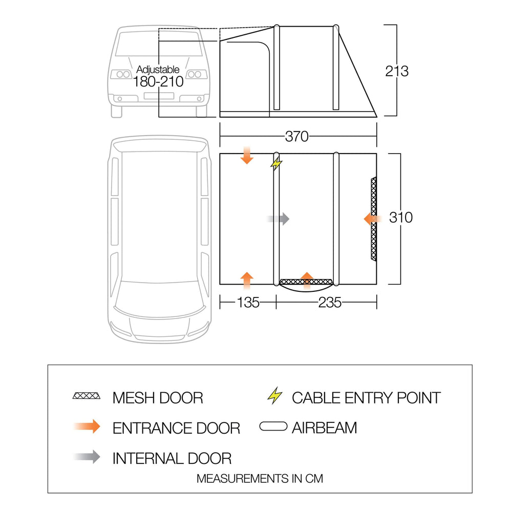 Vango Kela Air TC Low Drive Away Awning Floorplan