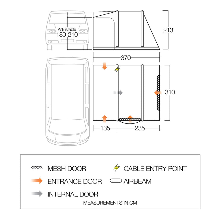 Vango Kela Air TC Low Drive Away Awning Floorplan