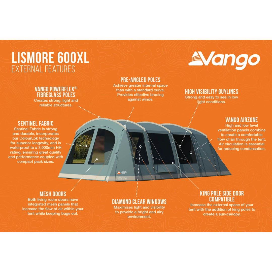 Vango Lismore 600XL Poled Family Tent External Features