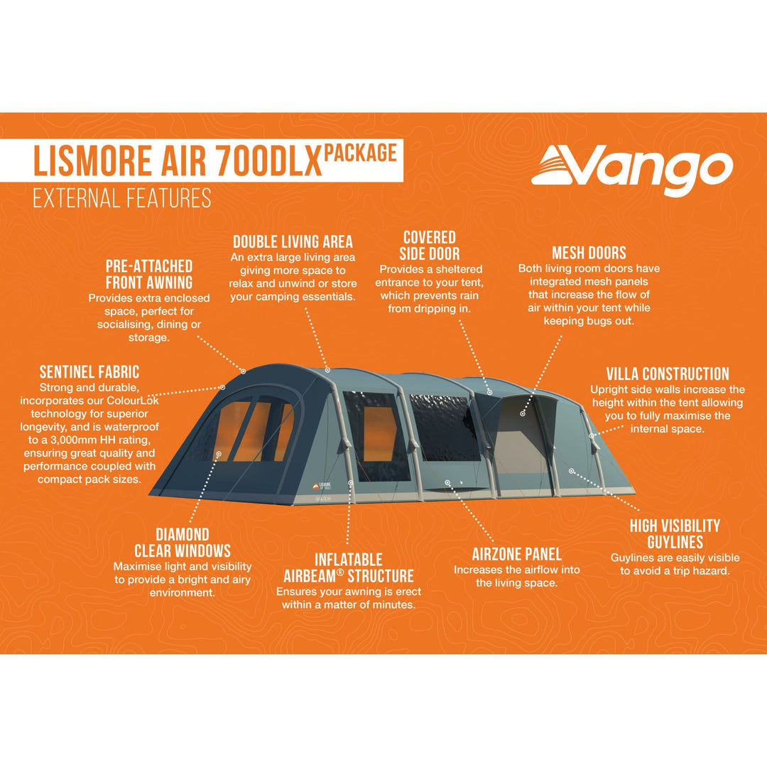 Vango AirBeam Lismore Air 700DLX Family Tent External Features