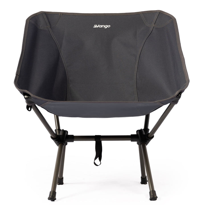 Front view of the Vango Micro Chair India Ink showing tall frame and folding design for outdoor use.