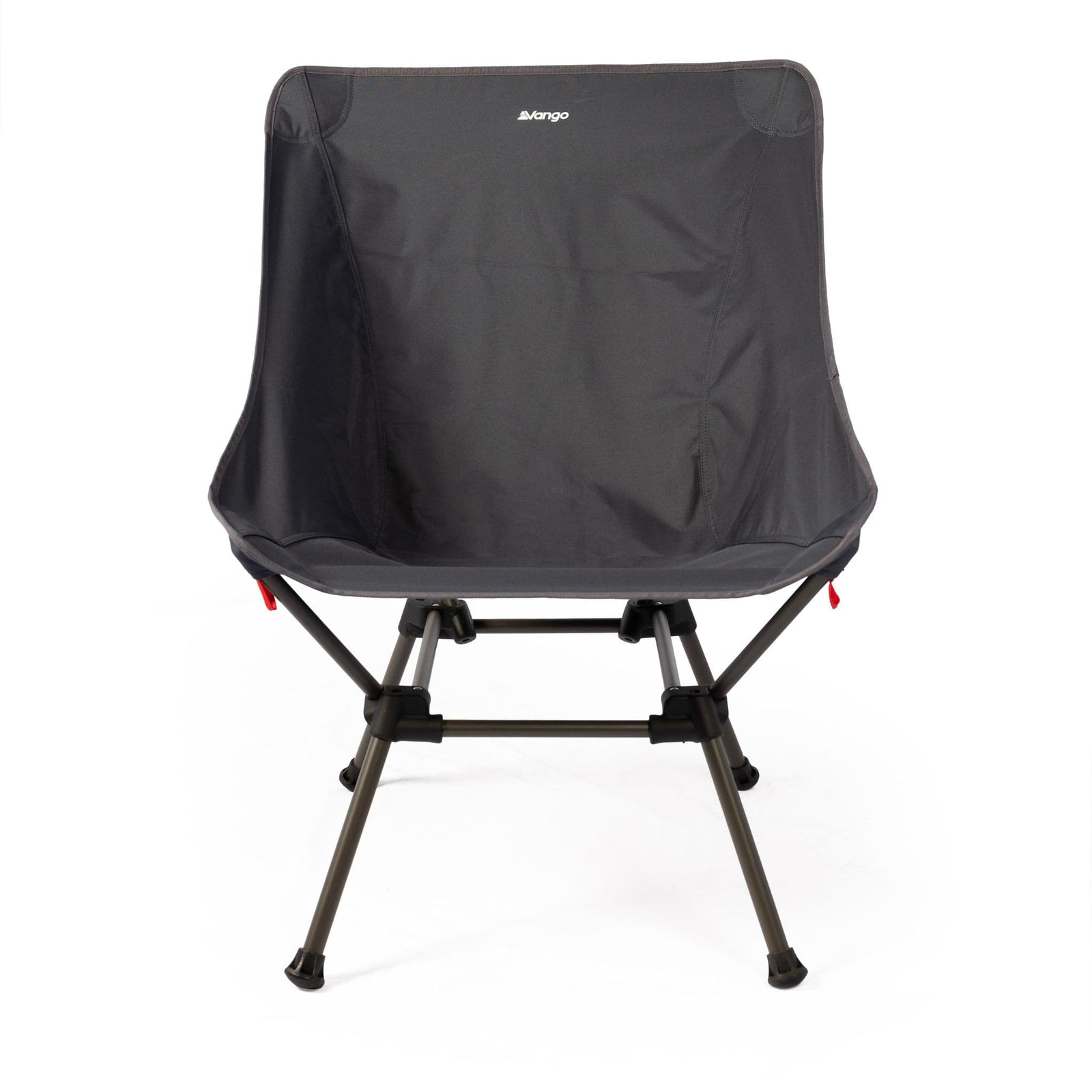 Front view of the Vango Micro Lux Chair in India Ink, displaying its wide, comfortable seat and strong frame, making it a reliable foldable outdoor chair for camping.