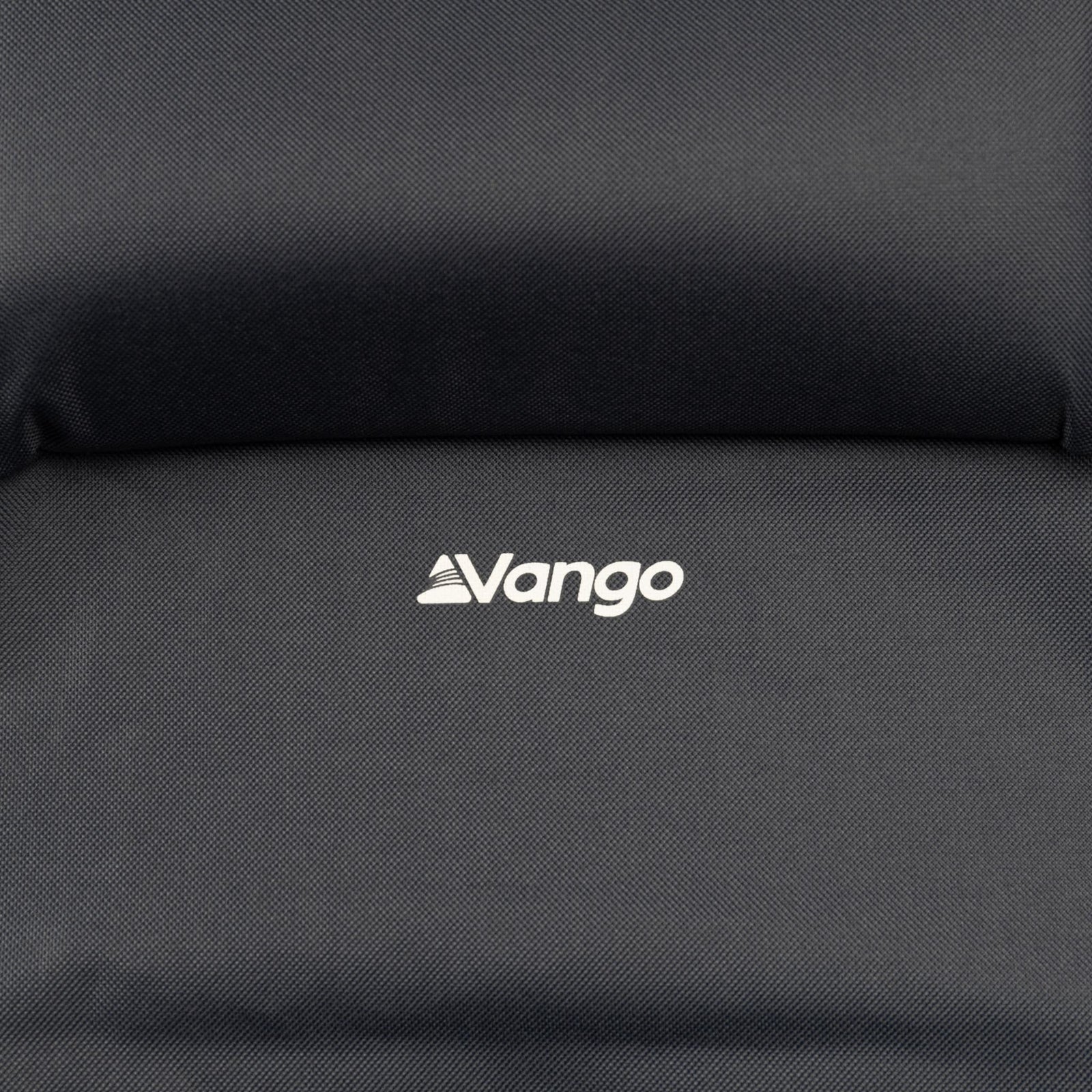 Close-Up of Vango Logo on Padded Headrest – Vango Micro Tall Chair's padded headrest with the Vango logo, offering additional support for relaxation.