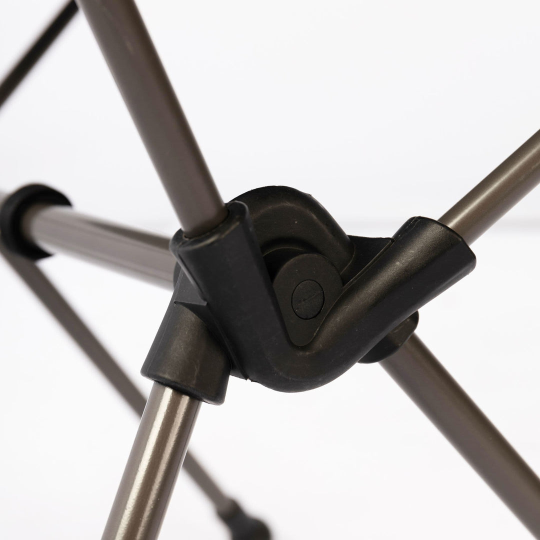 Close-Up of Steel Frame Joint on Vango Micro Tall Chair – Durable steel joint on the Vango Micro Tall Chair India Ink, ensuring a reliable folding mechanism for compact storage.