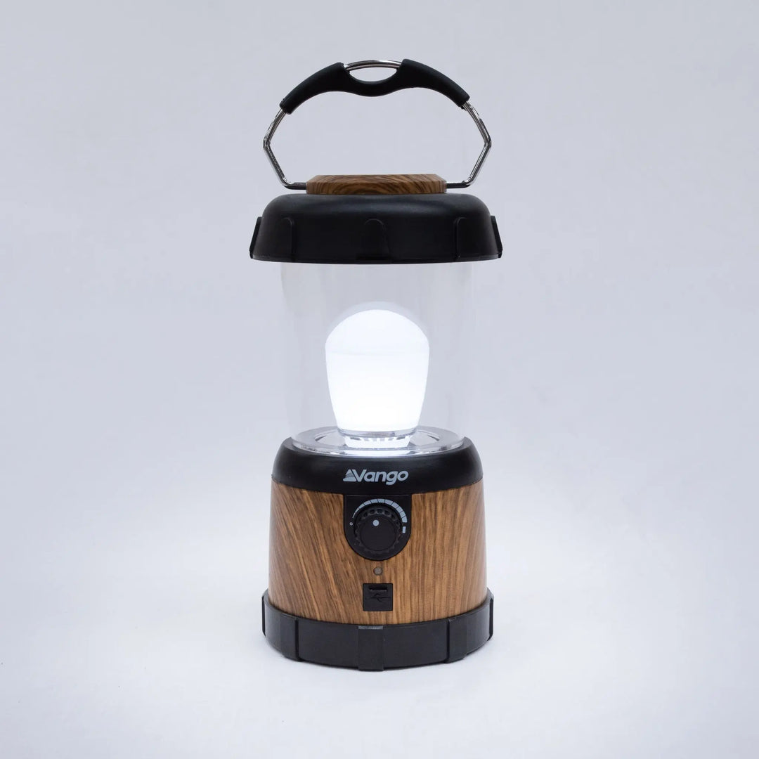 Vango Nova 200 Recharge Lantern turned on