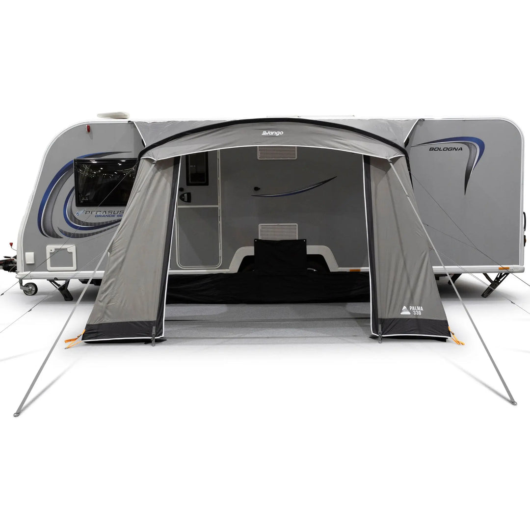 Vango Palma 330 Poled Caravan Awning with front door open